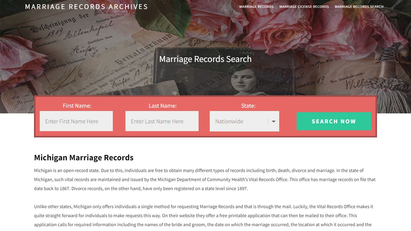 Michigan Marriage Records | Enter Name and Search | 14 Days Free